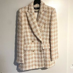 Zara Pink Tweed Blazer Medium NWT